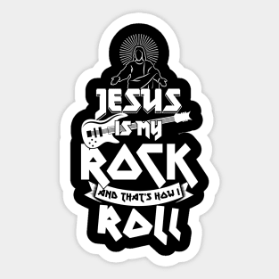 Christianity Guitar Player Jesus Is My Rock & Thats How i Roll Christian Sticker